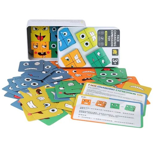 Fun Face Puzzle Cube Children Wooden Face Changing Cube Game