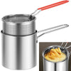 Stainless Steel Deep Fryer Pot with Strainer – Heavy-Duty 1200ml Oil Capacity Frying Pan for Home Kitchen